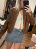 Genuine leather Zip up women's jacket