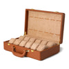 leather watch box brown storage with gold clasp 2