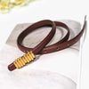 Women’s Skinny Genuine Leather Belt Gold Buckle Coffee Brown