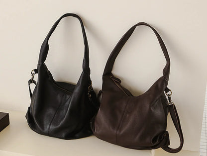 Oversized Leather Tote Bag for Women with Exterior Zip Pocket