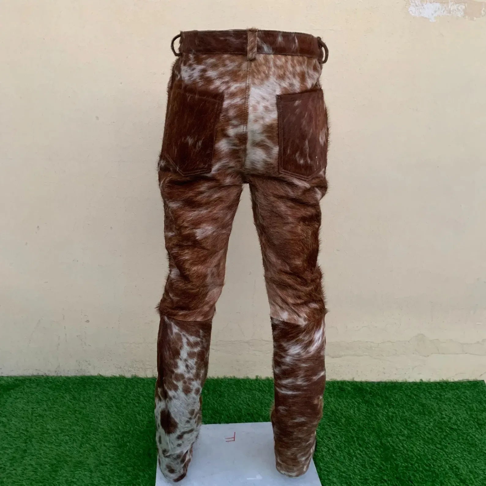 Brown Cowhide Pants Men Real Hair On Cowhide Western Trousers