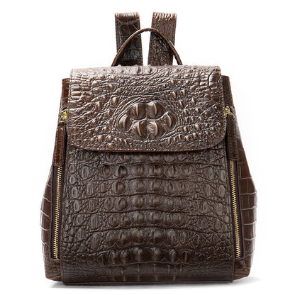 Women’s Designer Genuine Leather Crocodile Pattern Backpack