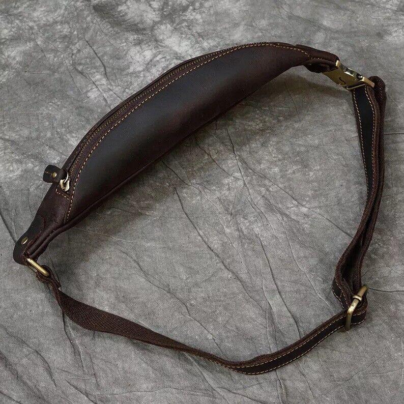 Leather Bum Bag Men Genuine Leather Waist Chest Crossbody Bag