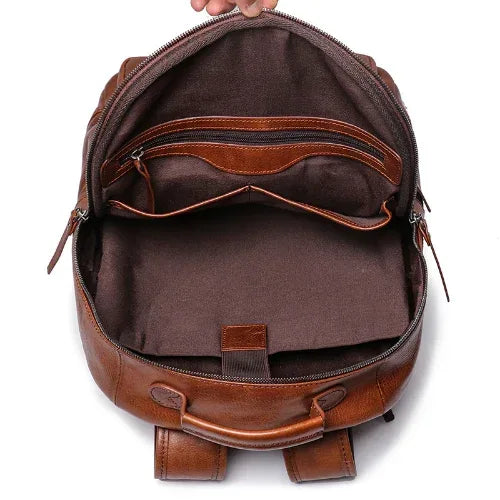 Genuine Leather Backpack Cowhide Travel Laptop Backpack