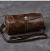 Small Barrel Duffel Bag in Brown Genuine Leather for Men