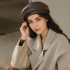Brown leather beanie for women genuine leather hat