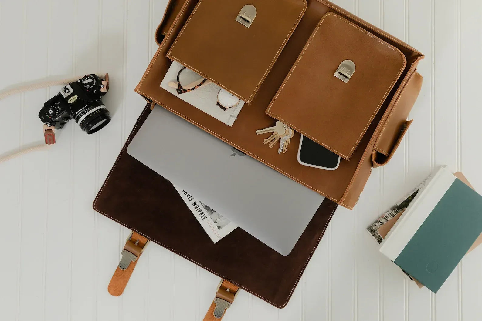 Leather Briefcase Bag Brown Laptop Work Messenger Office Bag
