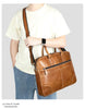 Leather Briefcase with Trolley Sleeve for Men Laptop Office Bag