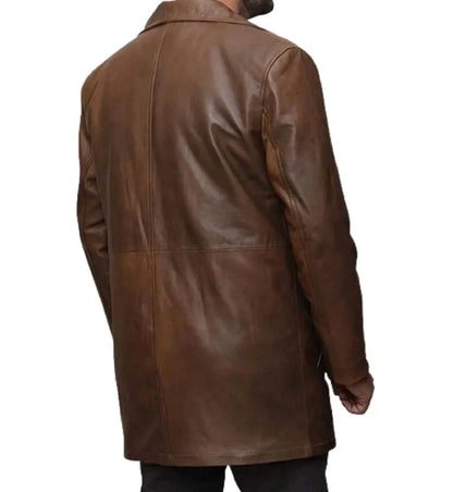 Mid Length Leather Jacket Men