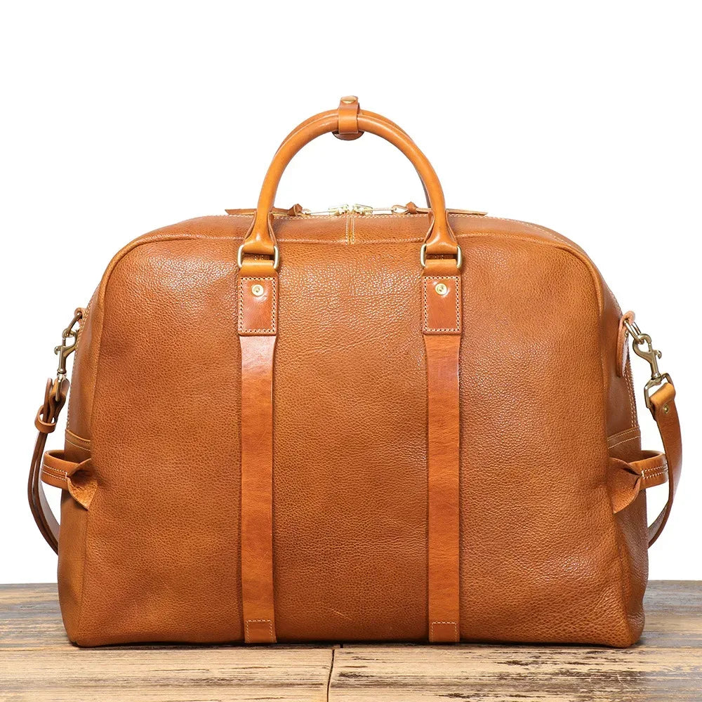 Brown Leather Duffel Bag for Overnight and Weekend Travel
