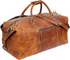 24 Inch Genuine Leather Weekender Bag Brown Duffel