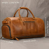 Brown Leather Duffle Bag with Shoe Compartment