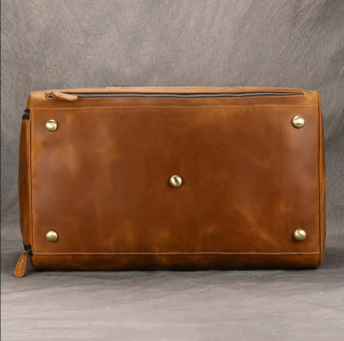 Brown Leather Duffle Bag with Shoe Compartment