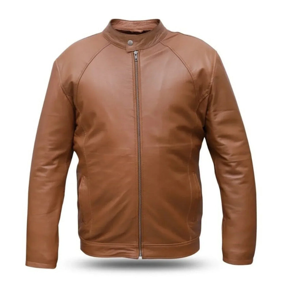 Mens Brown Leather Jacket – Real Lambskin Slim Fit Jacket