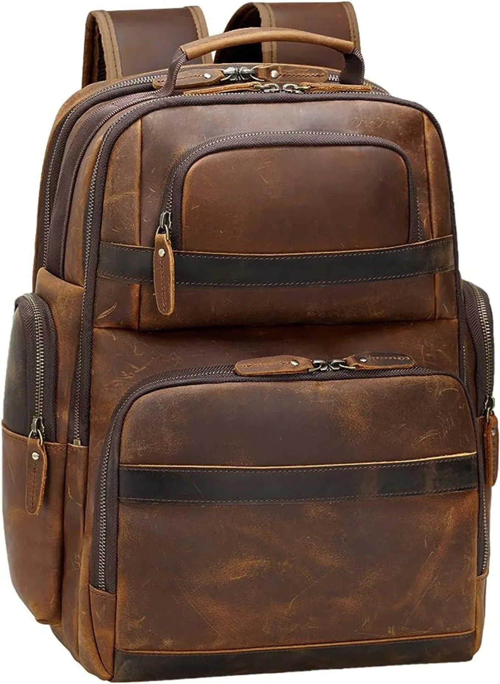 Vintage Leather Laptop Backpack 15.6" Work Travel Bag