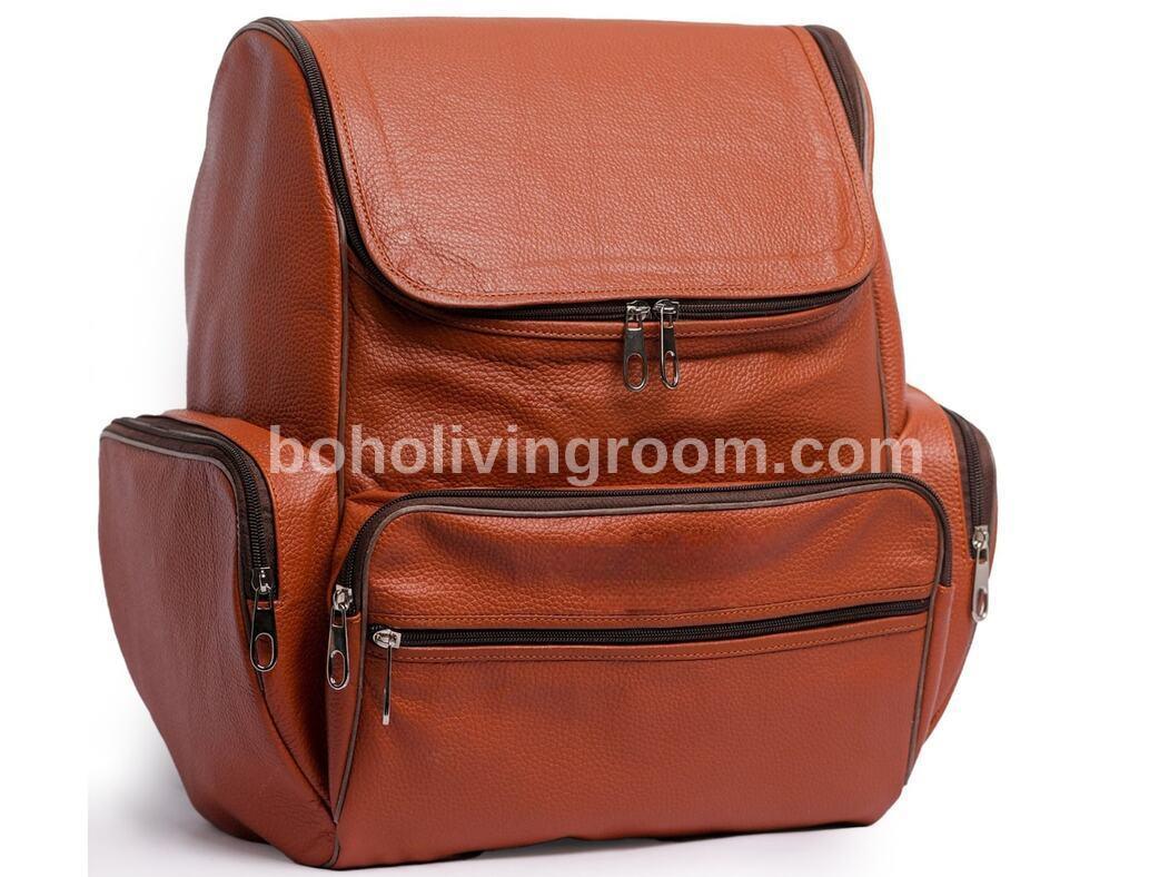 Leather Laptop Backpack For Men Brown Travel Bag