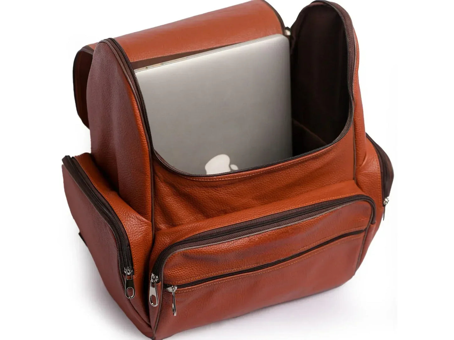 Leather Laptop Backpack For Men Brown Travel Bag
