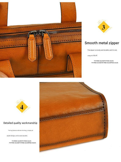 Brown leather messenger bag for men laptop