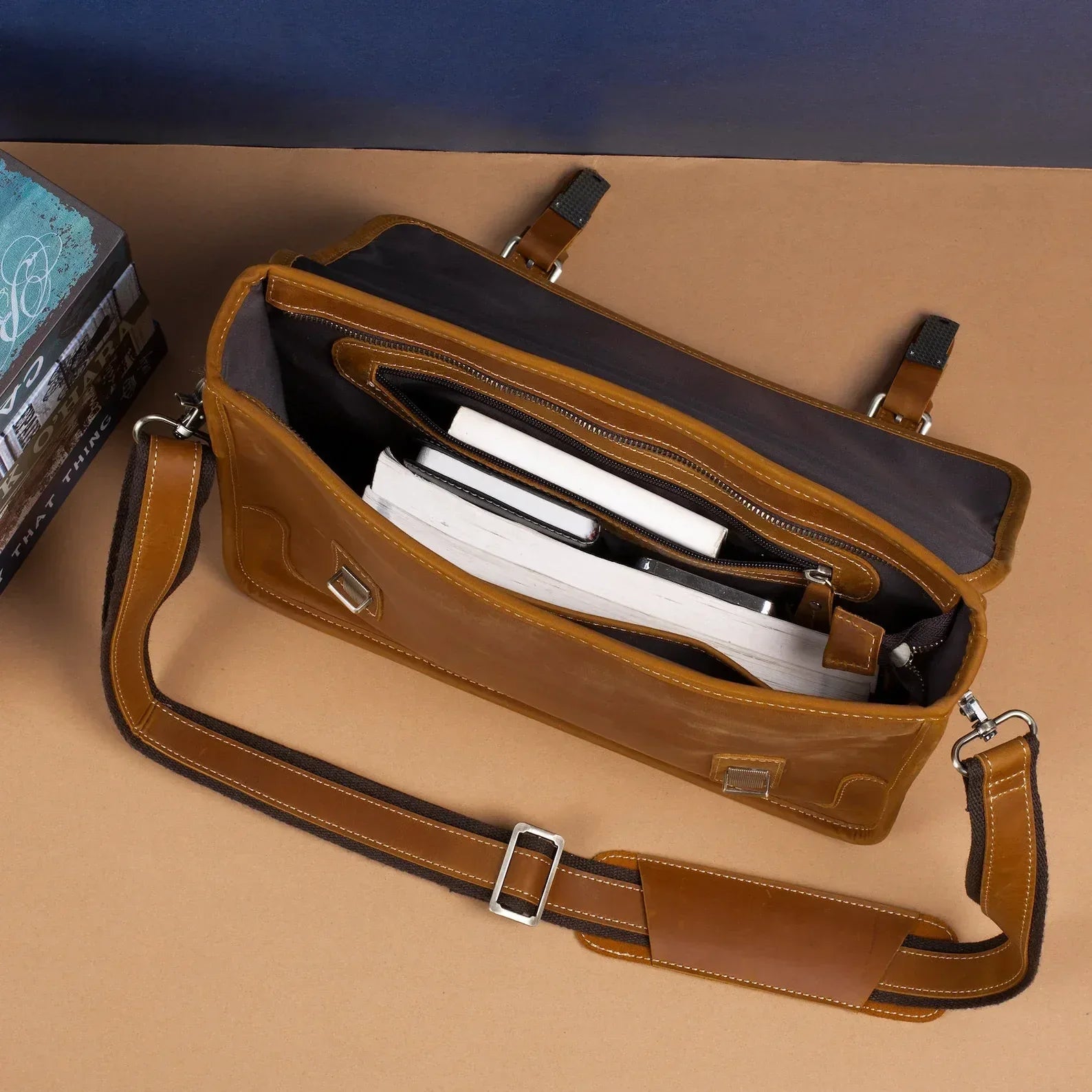Leather Messenger Bag For Men Brown Laptop Crossbody Work Bag