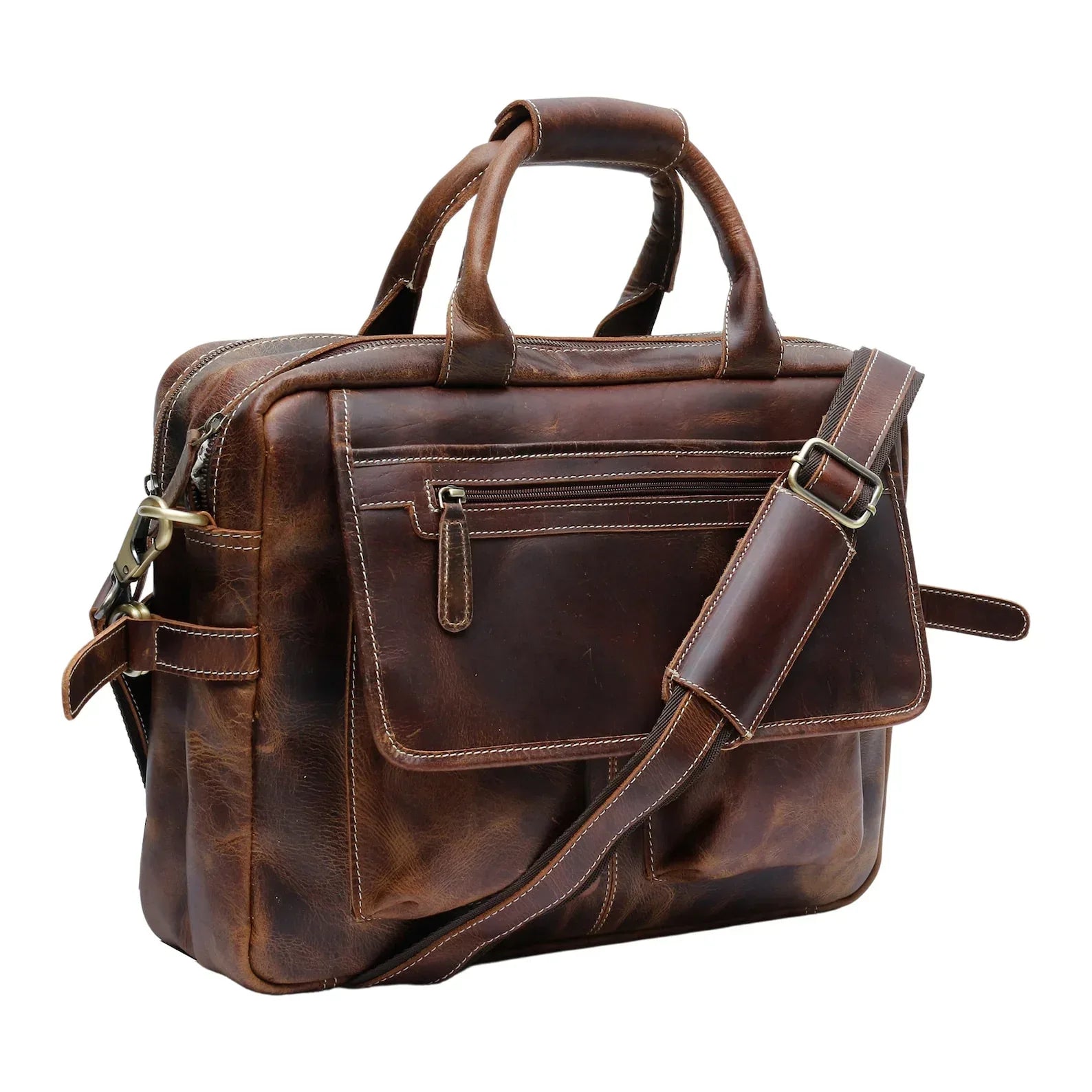 Mens Leather Messenger Bag Laptop Briefcase Travel Work Bag