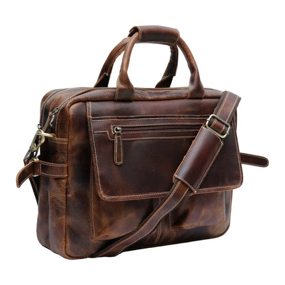 Mens Leather Messenger Bag Laptop Briefcase Travel Work Bag