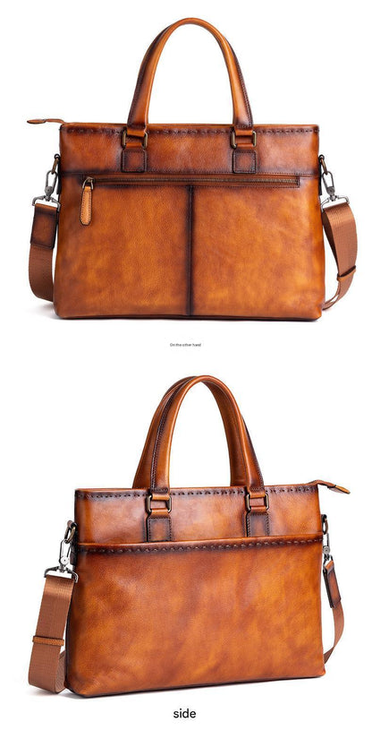 Full Grain Leather Messenger Bag for Men Laptop Office