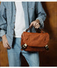 Men’s Leather Messenger Shoulder Bag Small Brown Crossbody for Travel