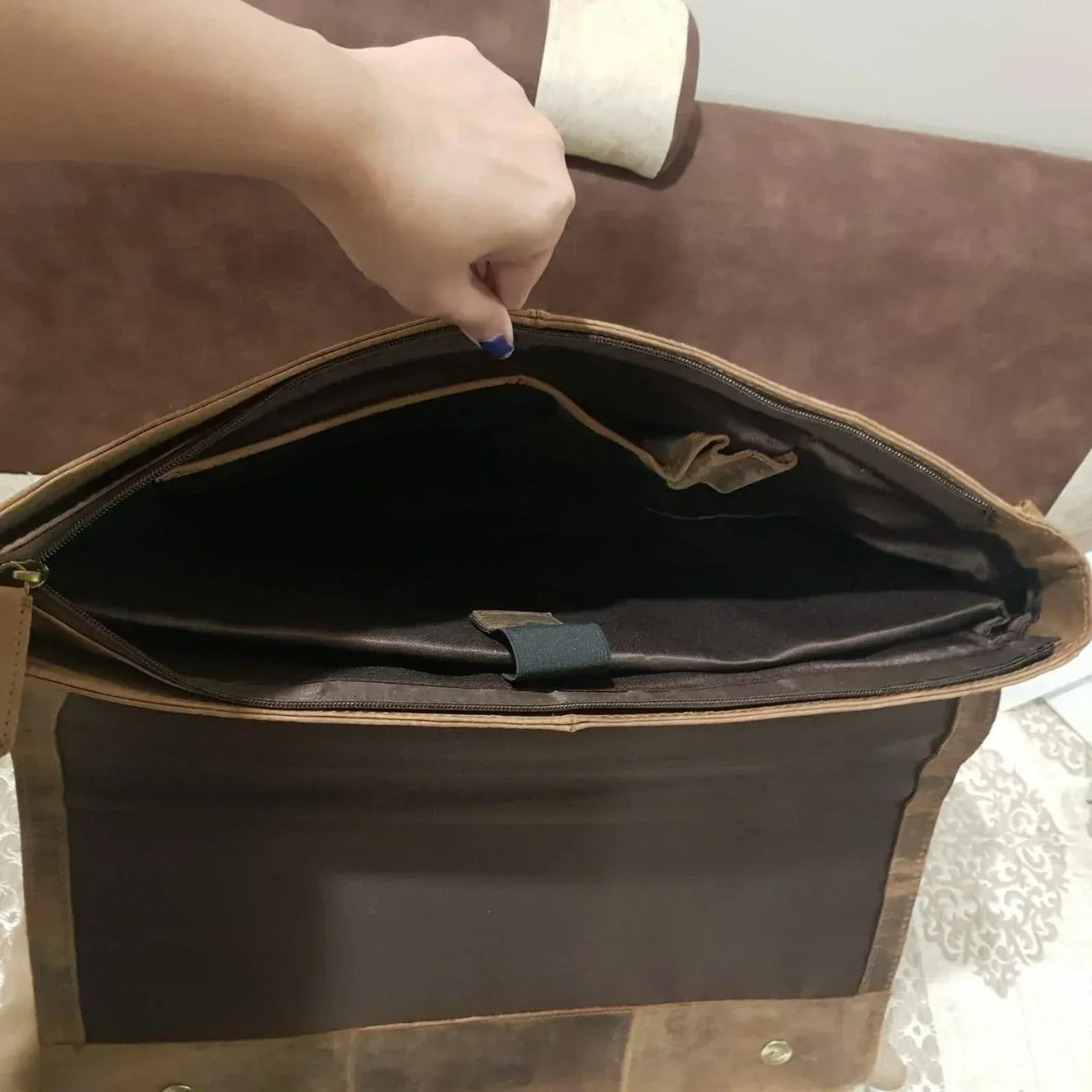 Leather Messenger Bag for Men 15 Inch Laptop