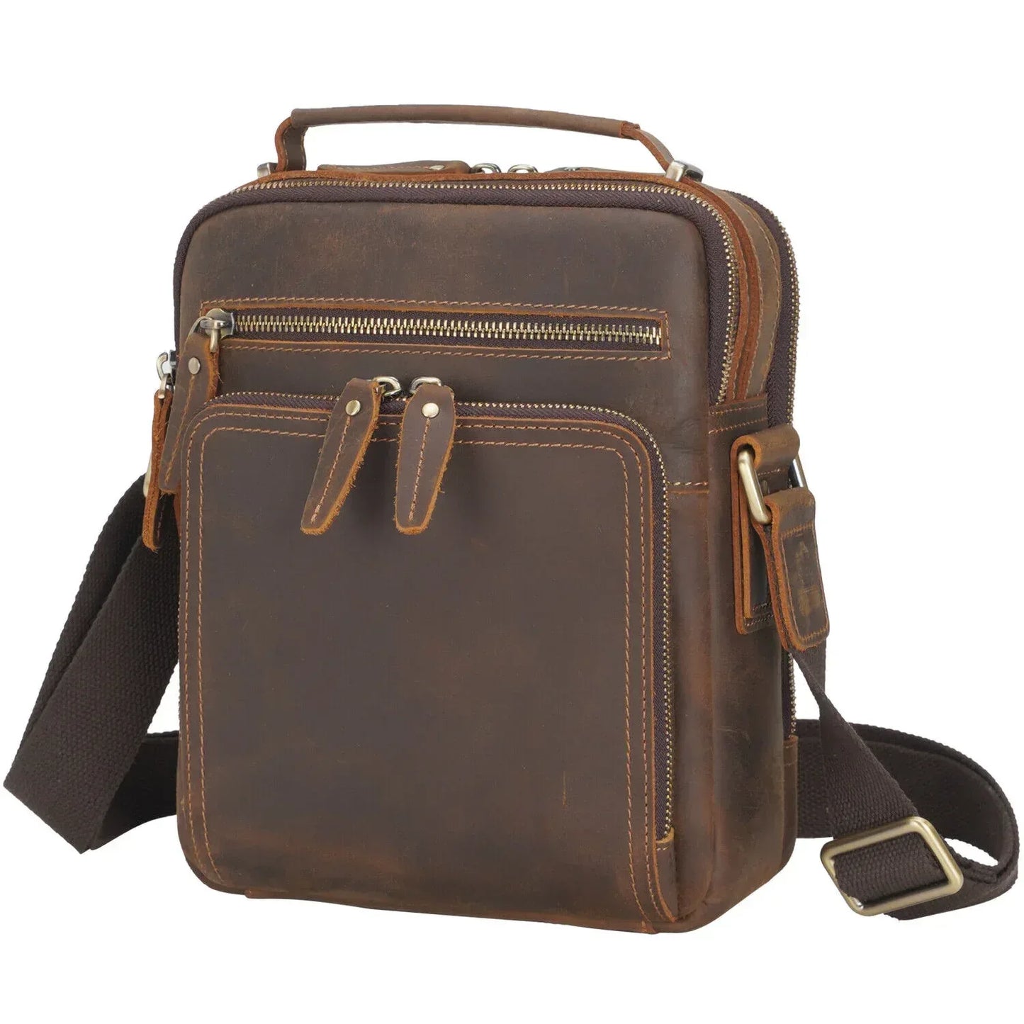 Mens Genuine leather messenger bag crossbody