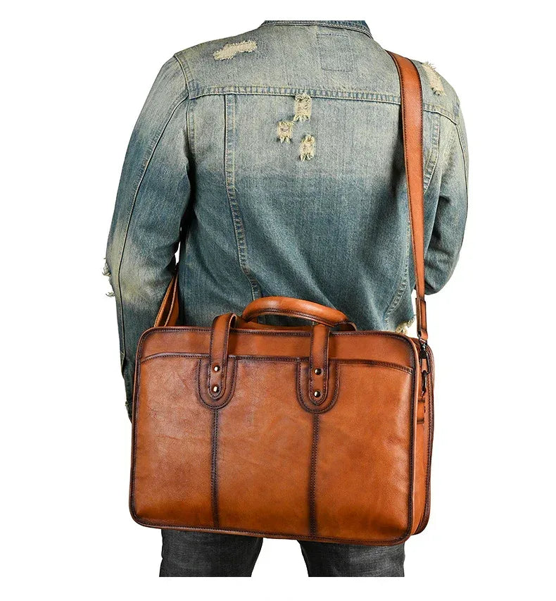Full Grain Leather Messenger Bag for Men