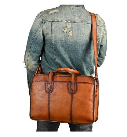 Full Grain Leather Messenger Bag for Men