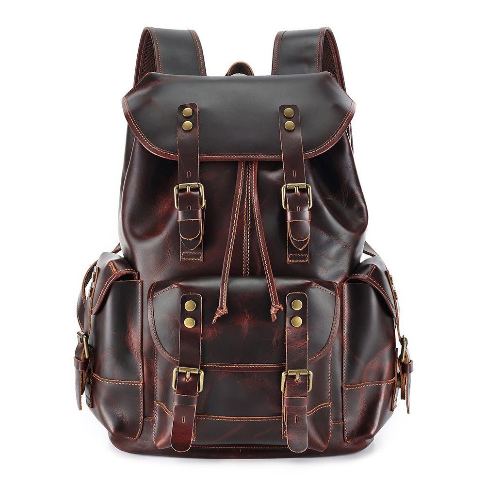 Genuine Leather Rucksack in Brown for Laptop