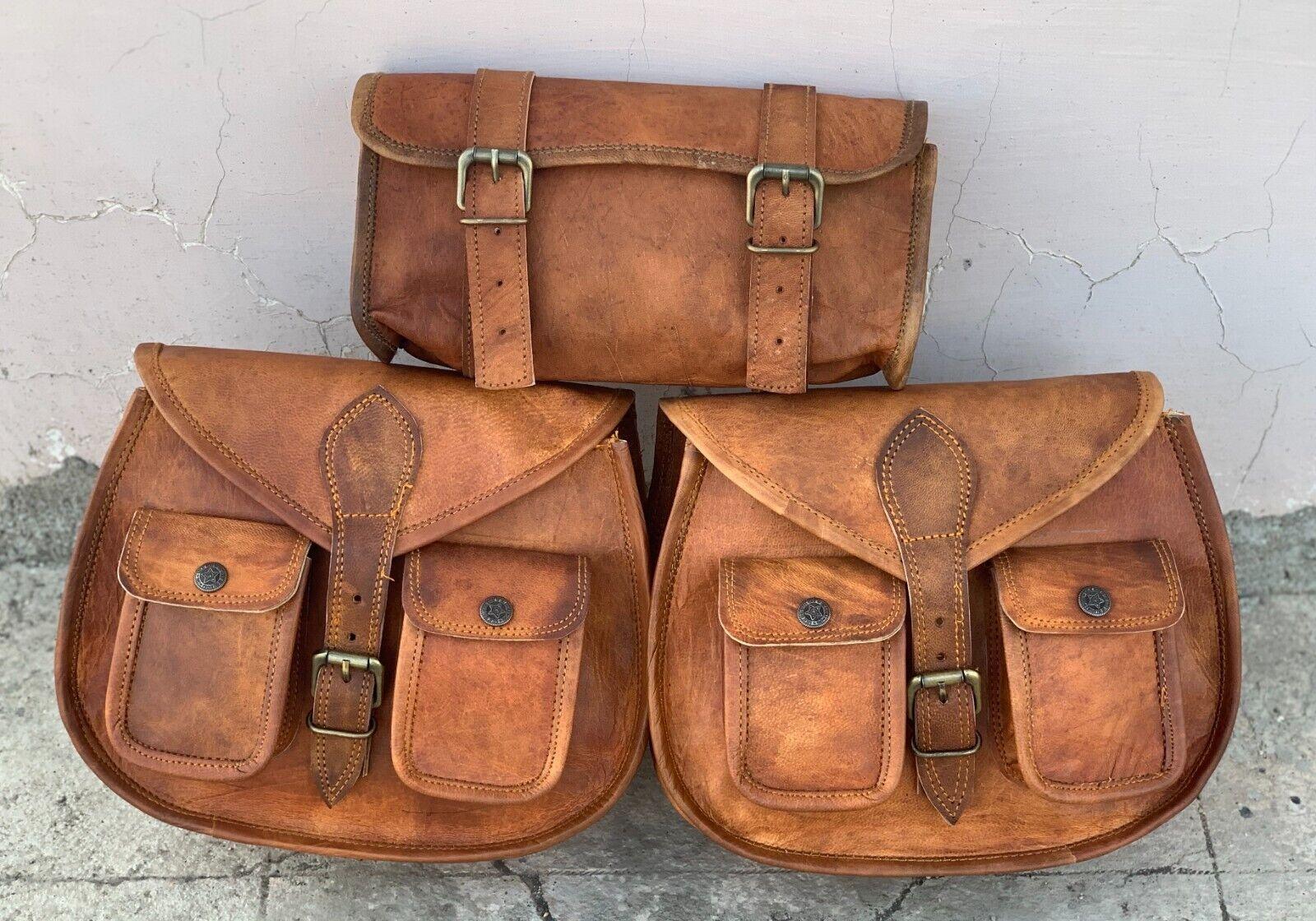 Leather Motorcycle Saddlebags Pouch Leather Panniers