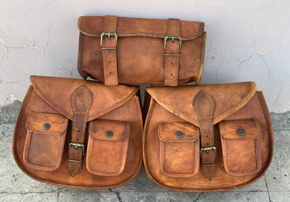 Leather Motorcycle Saddlebags Pouch Leather Panniers