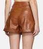 High Waist Genuine Leather Shorts for Women in Brown Soft Fit
