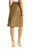 Brown Leather Skirt with Buttons – Knee Length for Women