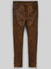 brown genuine leather pants women slim fit lace up real leather trousers