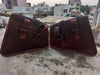 Dark Brown Leather Motorcycle Saddlebags Real Leather Biker Bags