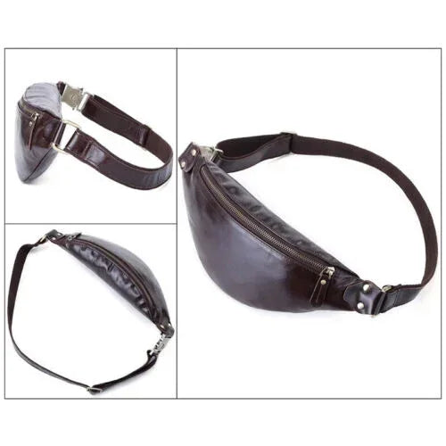 Genuine Leather Waist Bag Cowhide Leather Belt Bag for Men