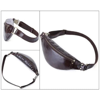 Genuine Leather Waist Bag Cowhide Leather Belt Bag for Men