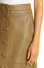 Brown Leather Skirt with Buttons – Knee Length for Women