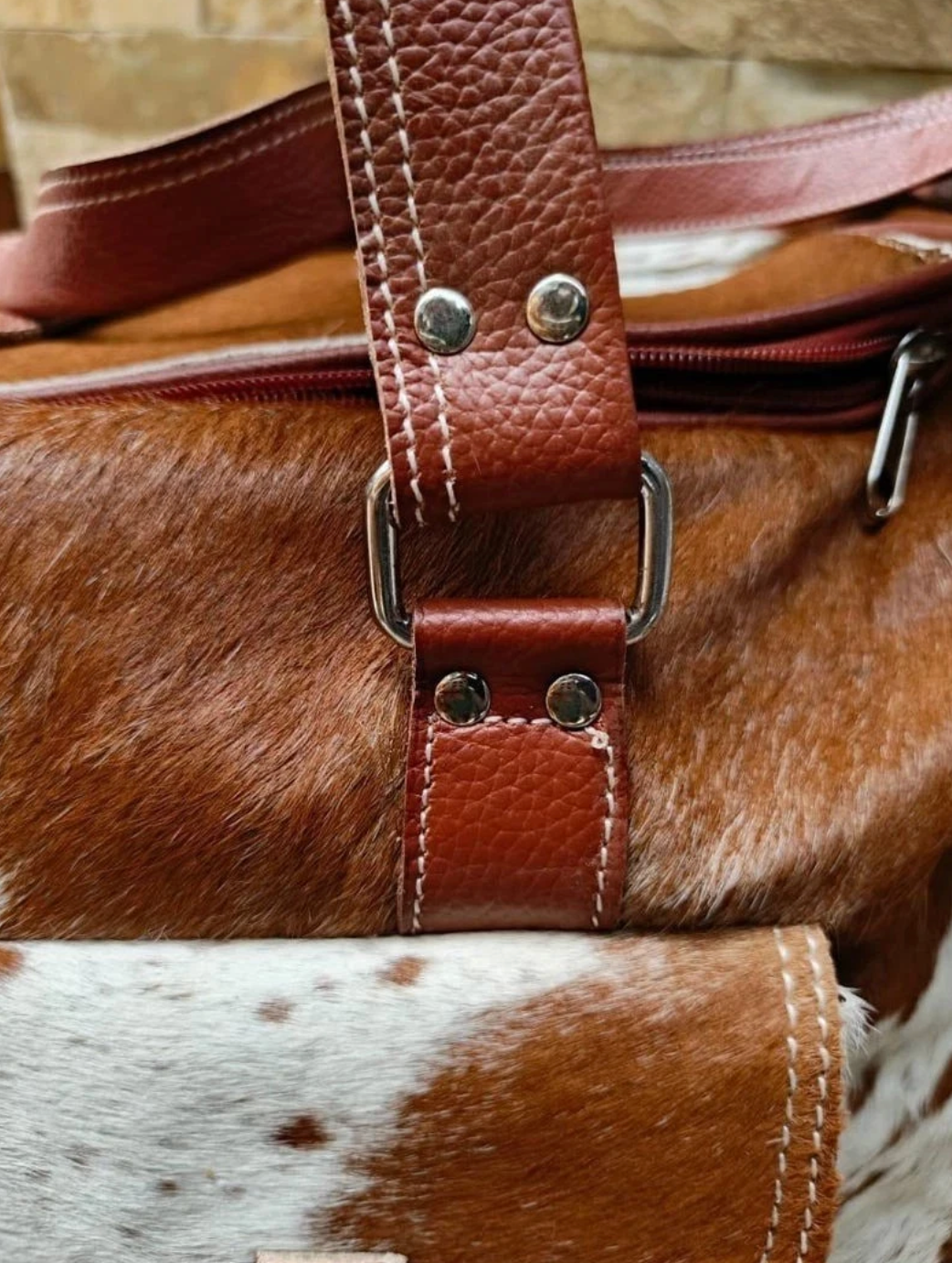 Cowhide Weekender Duffle Bag