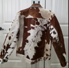 brown white cowhide jacket men western style