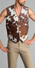 Mens Cow Skin Vest Brown White Cowhide Vest