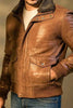 Brown Leather Bomber Jacket