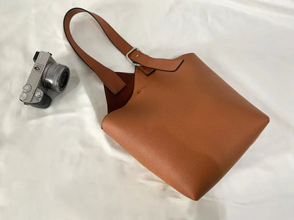 Genuine Leather Bucket Bag For Women Soft Leather Bucket Purse