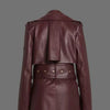 Burgundy Leather Trench Coat Womens Long Belted Coat