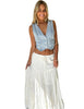 Women's Denim Vest Top With Front Buttons