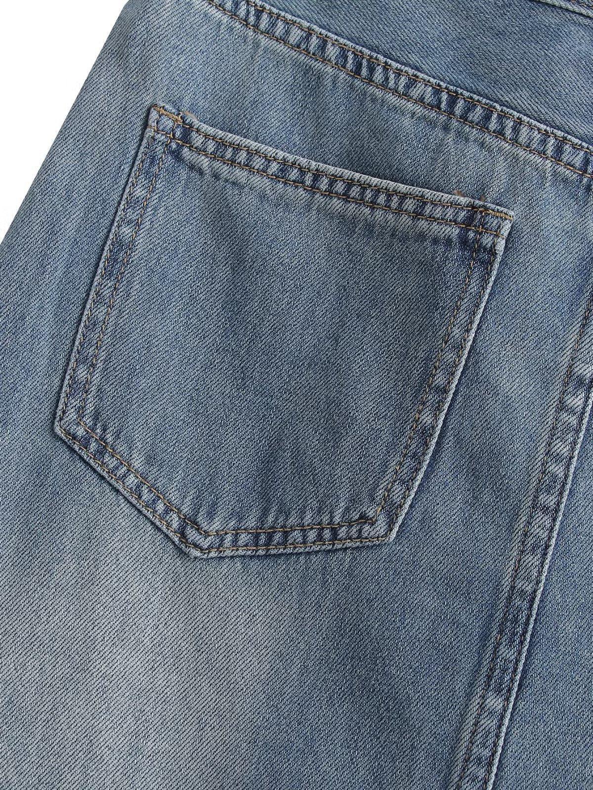 Boho Denim Maxi Skirt – High Waist Button Front