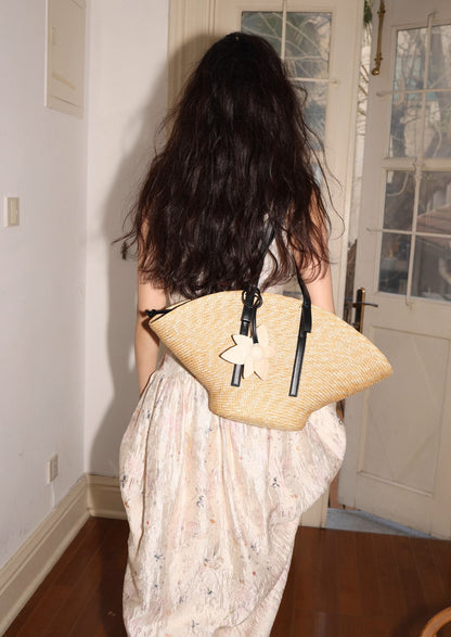 Cream floral v neck lace up dress